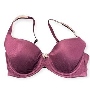 VICTORIA’S SECRET Women’s Dark Pink Lace Body By Victoria Lined Demi Bra Size 34